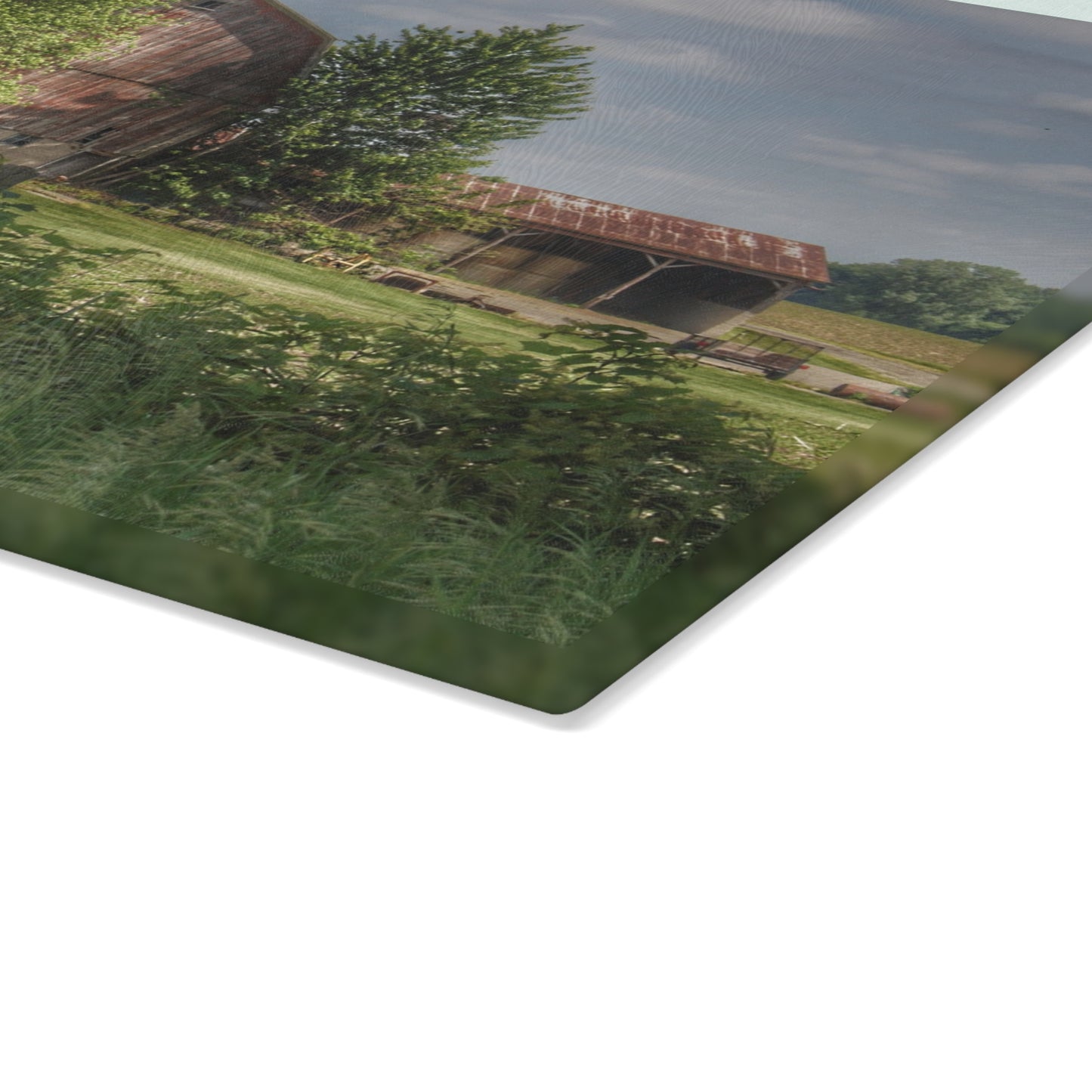 U R There Photography Ross Road Red Rustic Farmhouse Tempered-Glass Cutting Board