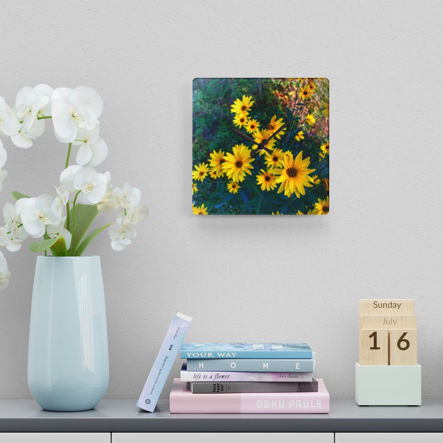 U R There Photography Bursts of Gold Rustic Farmhouse Acrylic Analog Wall Clock
