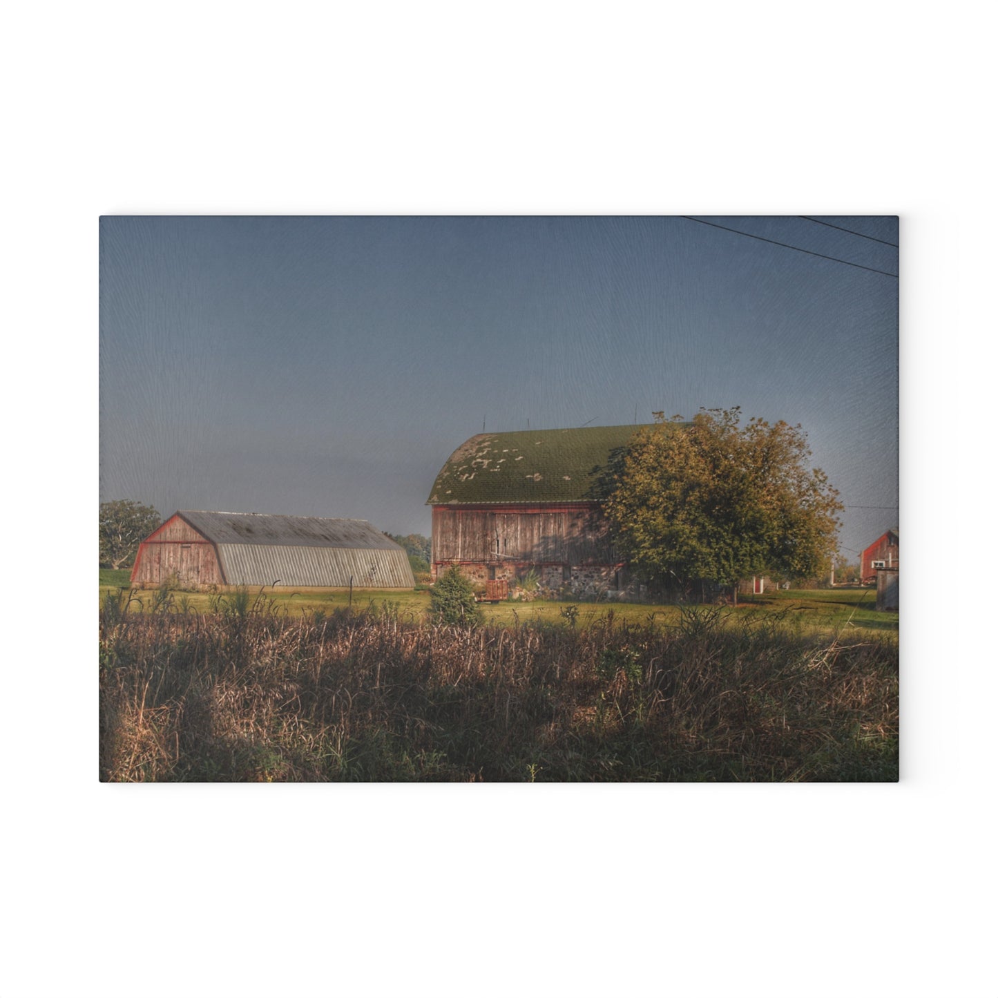 U R There Photography Summers Road Reds Rustic Farmhouse Tempered-Glass Cutting Board