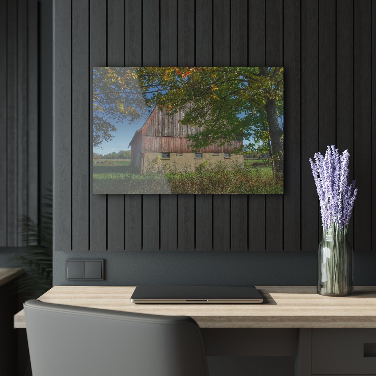 U R There Photography Byington Road Red I Rustic Farmhouse Acrylic Wall Print