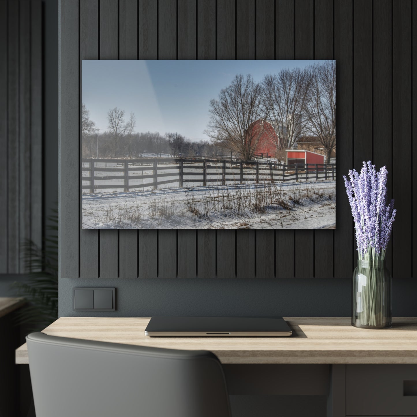 U R There Photography West Lake Road Red Rustic Farmhouse Acrylic Wall Print