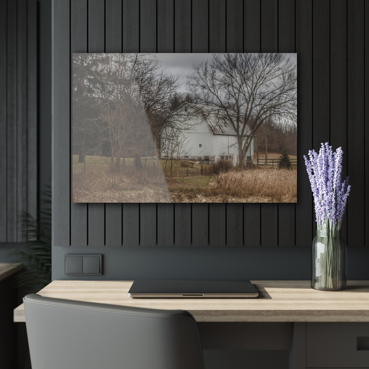 U R There Photography Oakwood Road White II Rustic Farmhouse Acrylic Wall Print