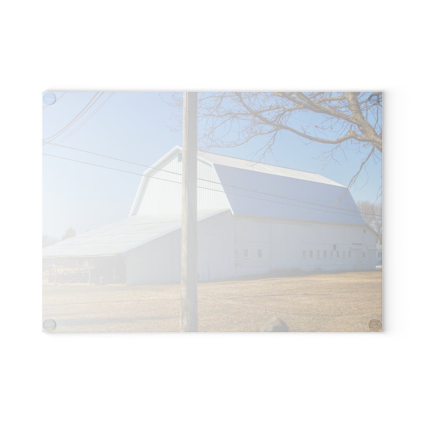 U R There Photography Wolcott White Rustic Farmhouse Tempered-Glass Cutting Board