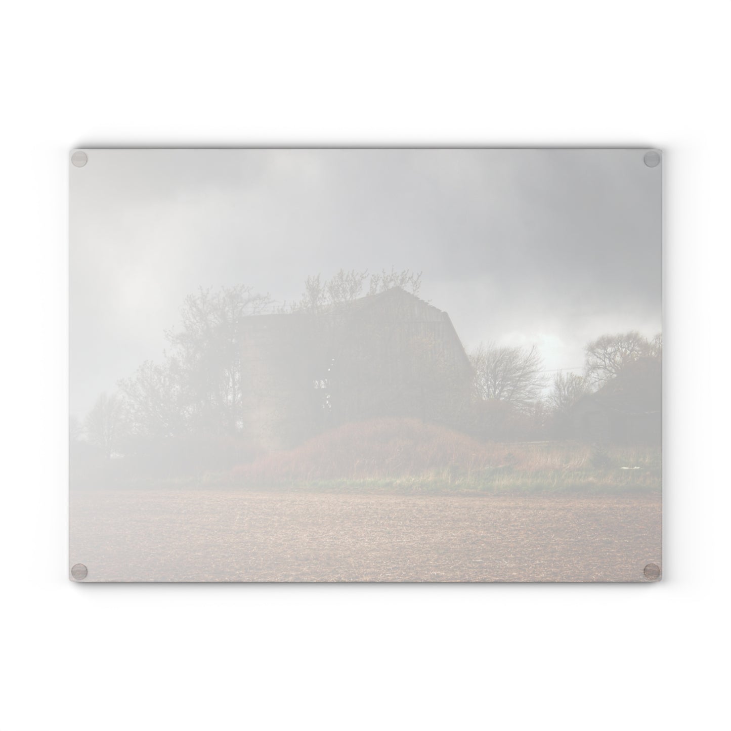U R There Photography West Snover Grey Rustic Farmhouse Tempered-Glass Cutting Board