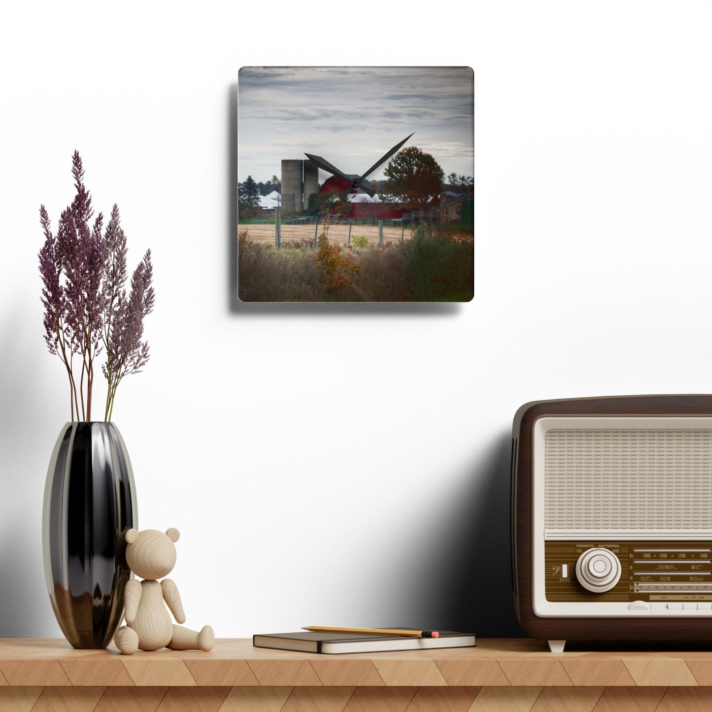 U R There Photography Haines Road Farm Rustic Farmhouse Acrylic Analog Wall Clock