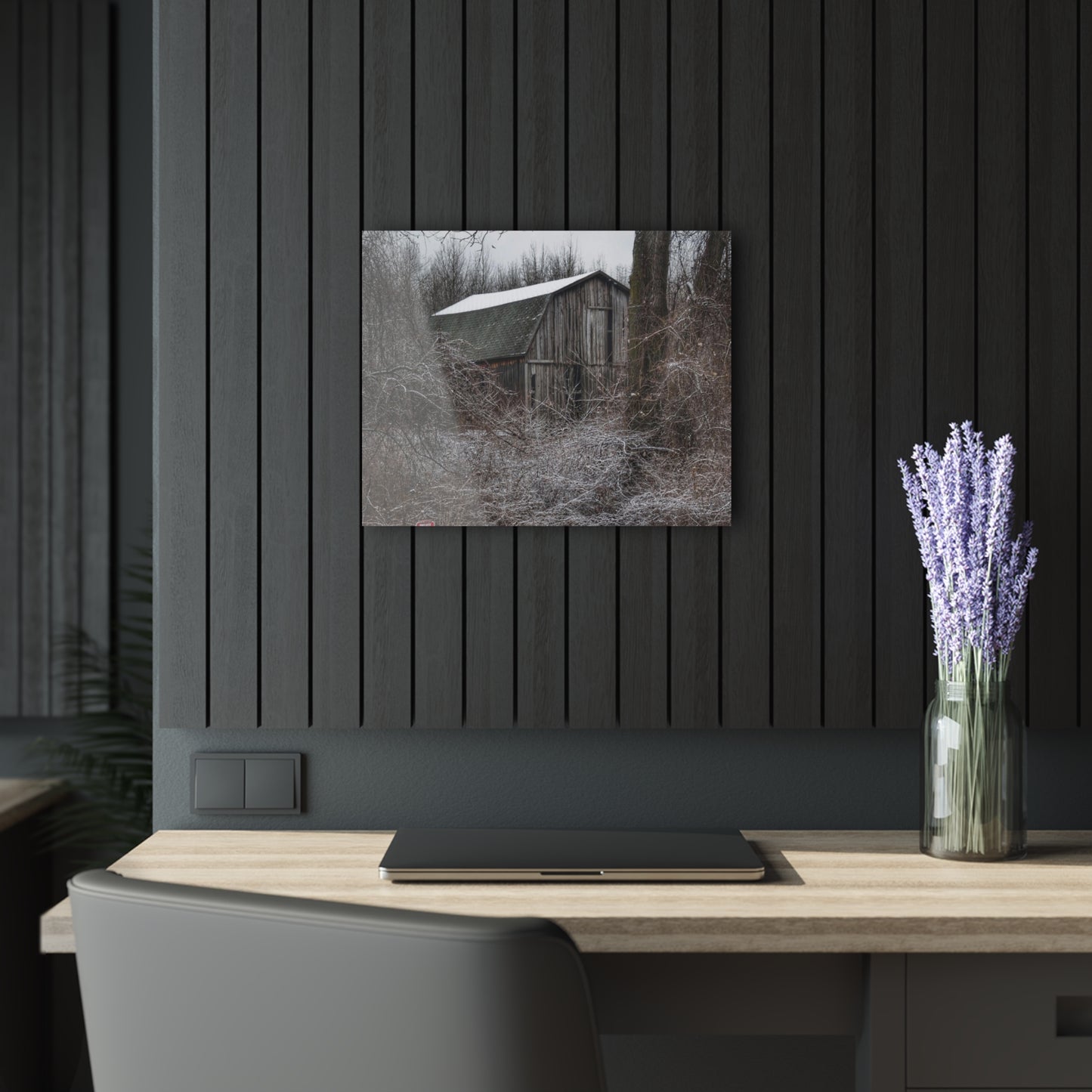 U R There Photography Saginaw Road Grey Rustic Farmhouse Acrylic Wall Print