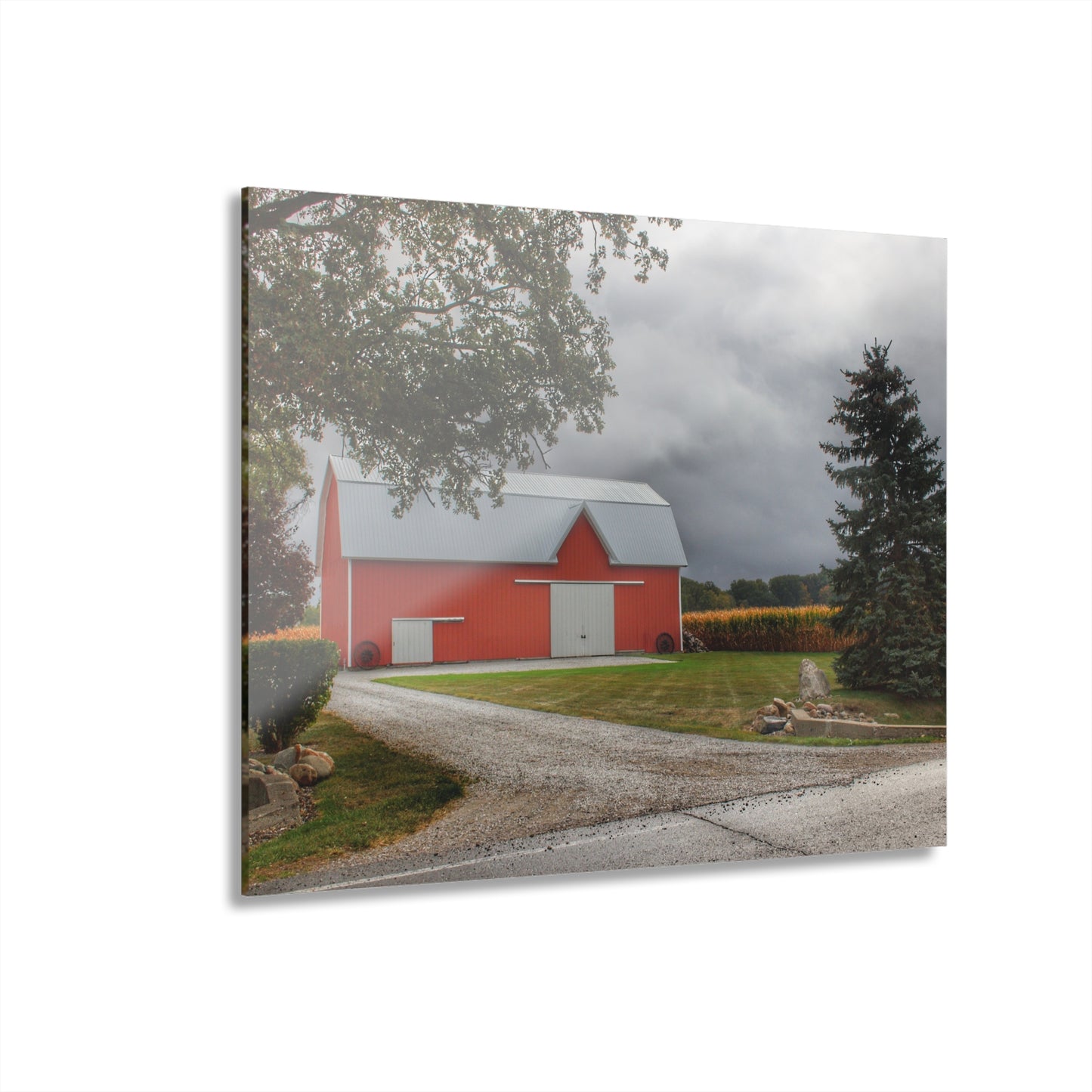 U R There Photography Richville Road Red Rustic Farmhouse Acrylic Wall Print