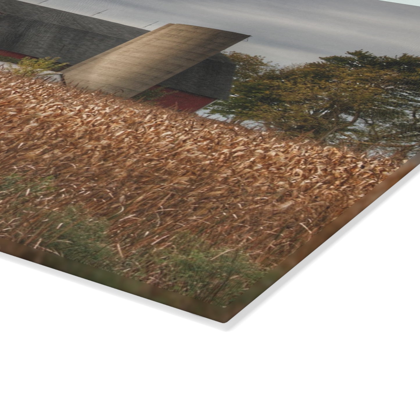 U R There Photography Shepard Road Red Rustic Farmhouse Tempered-Glass Cutting Board