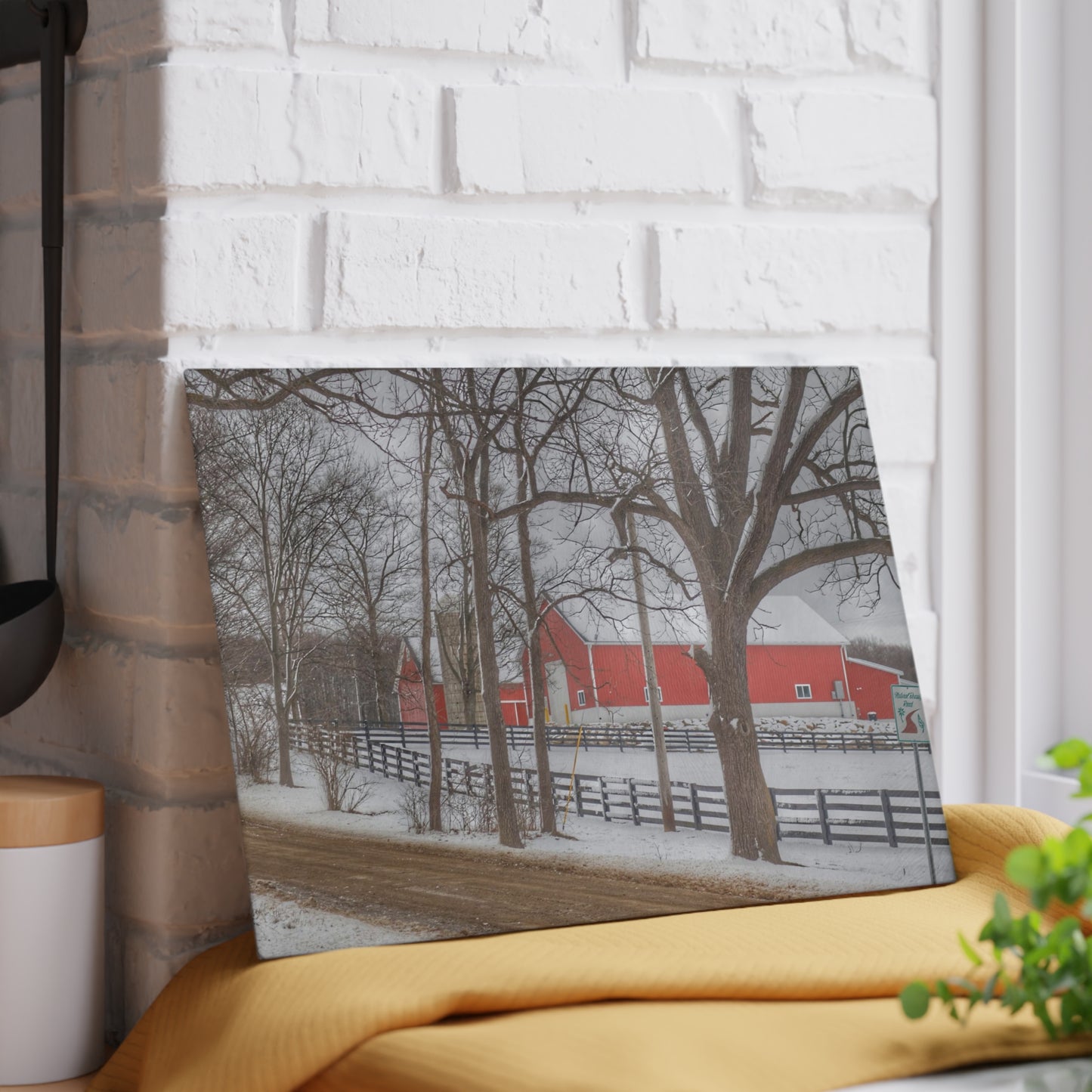 U R There Photography Barns of Barber Road I Rustic Farmhouse Tempered-Glass Cutting Board