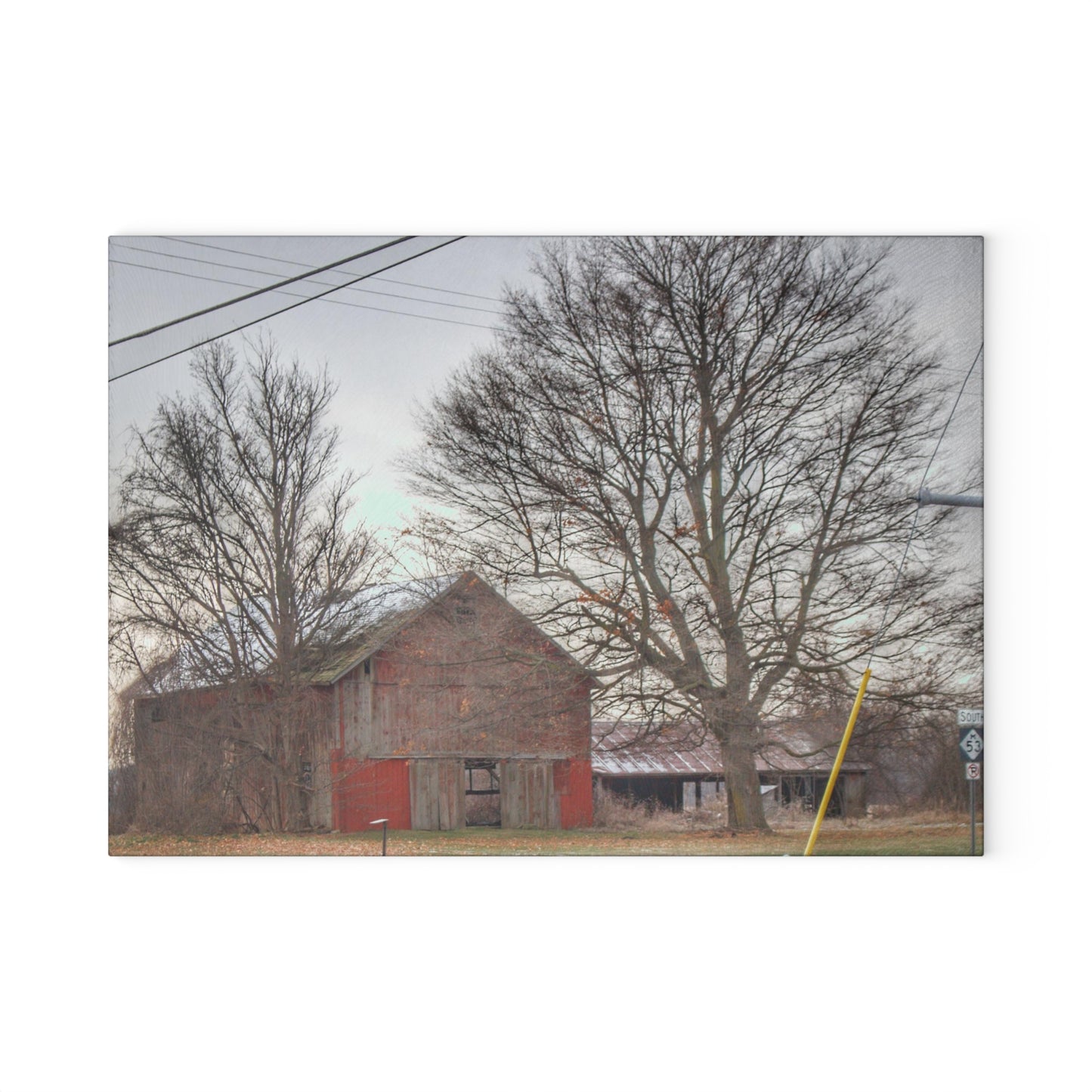 U R There Photography Almont Van Dyke Red III Rustic Farmhouse Tempered-Glass Cutting Board