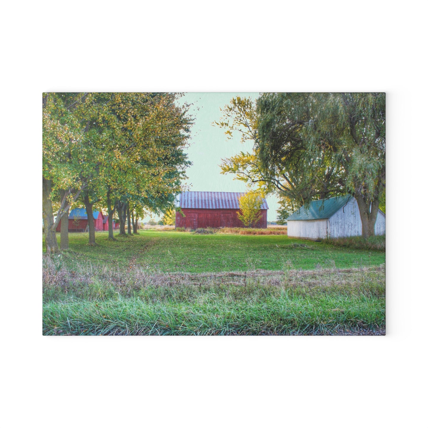 U R There Photography Wilcox Road Reds Rustic Farmhouse Tempered-Glass Cutting Board