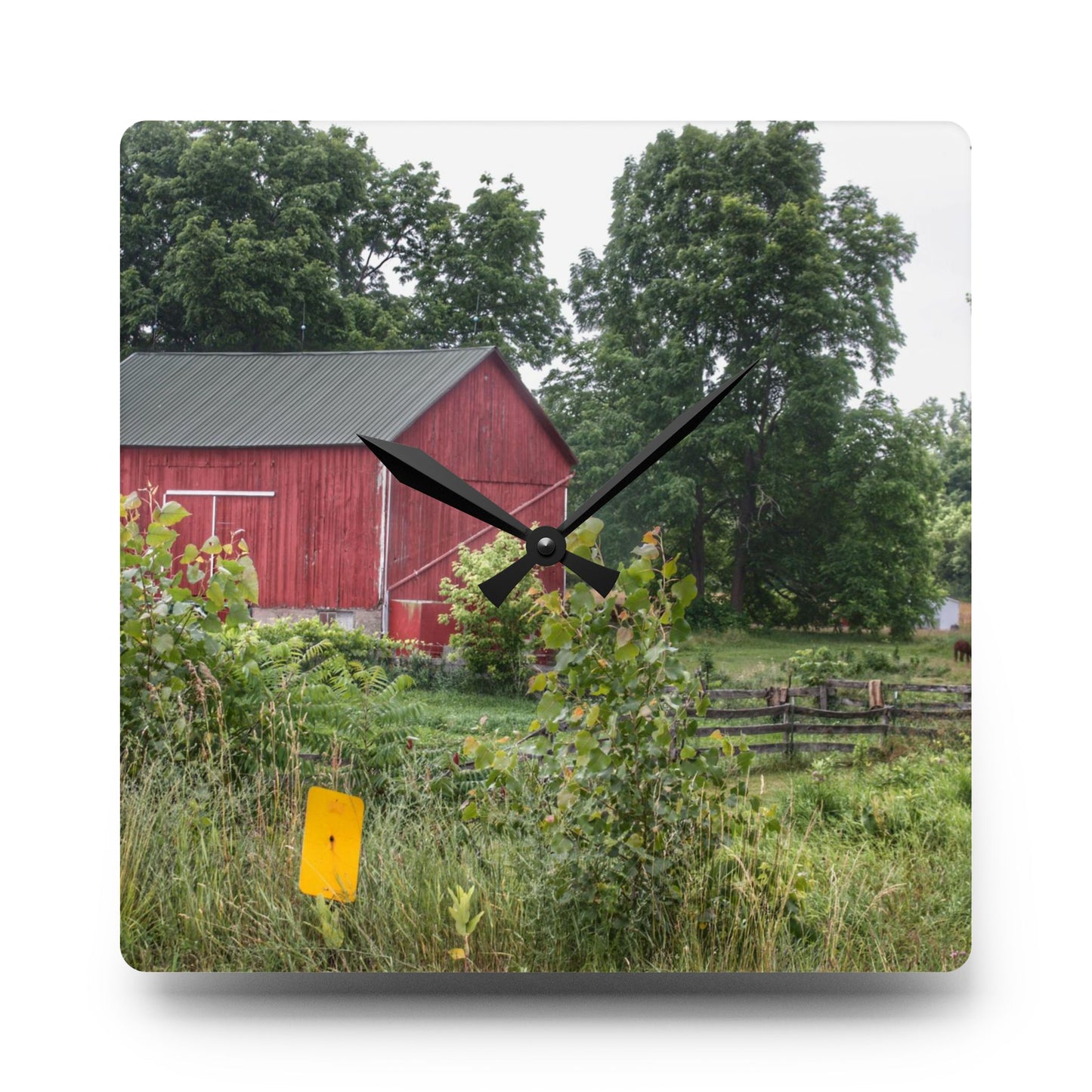 U R There Photography Clifford Road Alpaca Barn Rustic Farmhouse Acrylic Analog Wall Clock