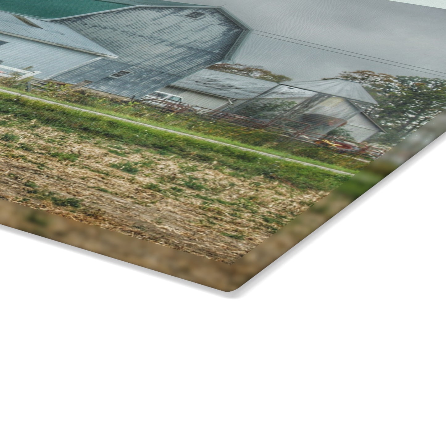 U R There Photography Richville Road Grey II Rustic Farmhouse Tempered-Glass Cutting Board