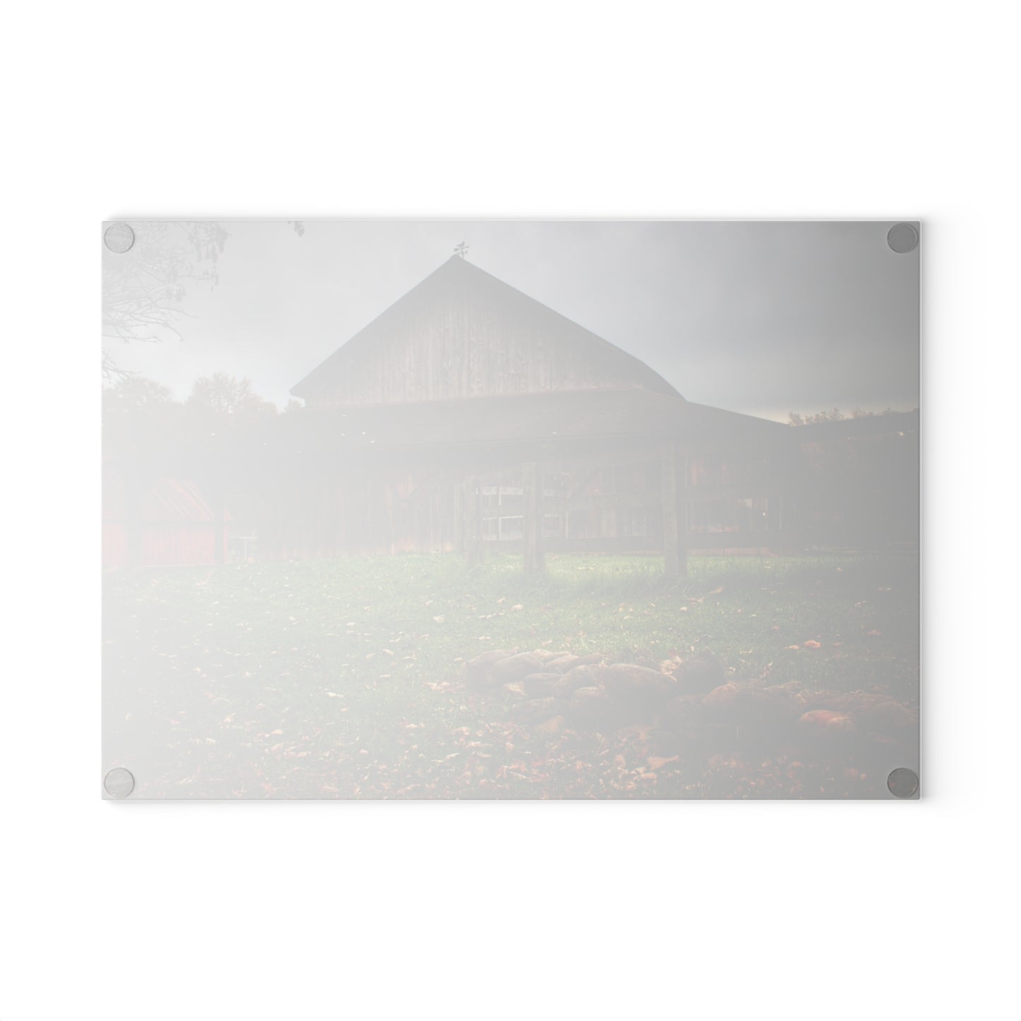 U R There Photography Chalet Grey II Rustic Farmhouse Tempered-Glass Cutting Board