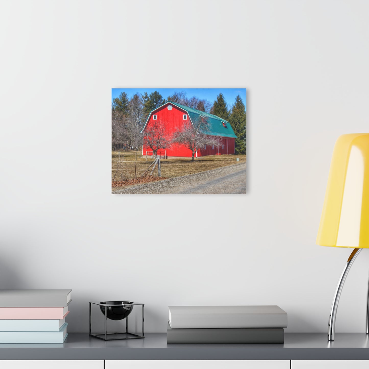 U R There Photography Campground Road Red Rustic Farmhouse Acrylic Wall Print