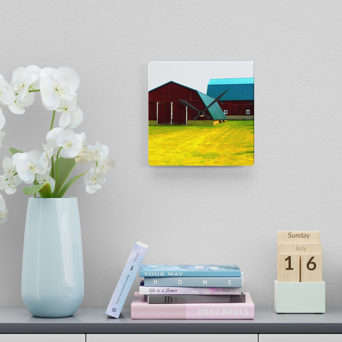 U R There Photography Baldwin Barn Brothers I Rustic Farmhouse Acrylic Analog Wall Clock