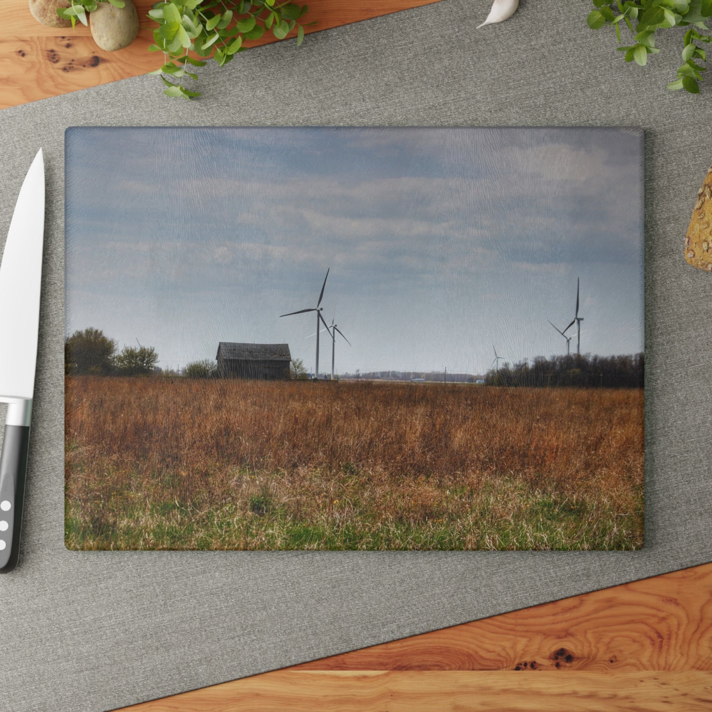 U R There Photography Surin Road Grey Rustic Farmhouse Tempered-Glass Cutting Board