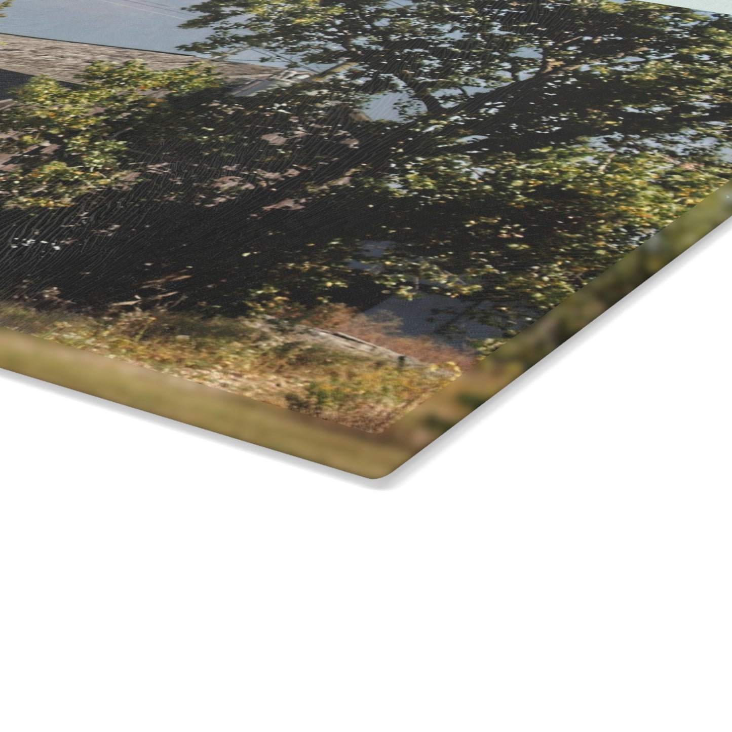 U R There Photography Barnes Road Grey Rustic Farmhouse Tempered-Glass Cutting Board