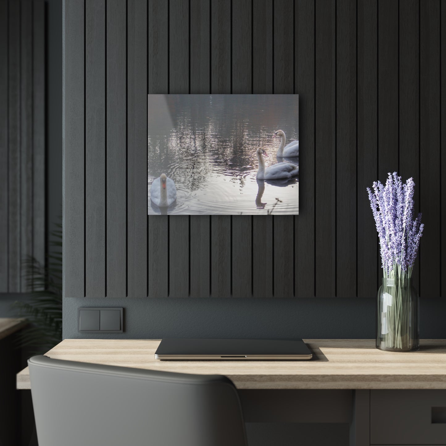 U R There Photography Swans of Duck Lake II Rustic Farmhouse Acrylic Wall Print