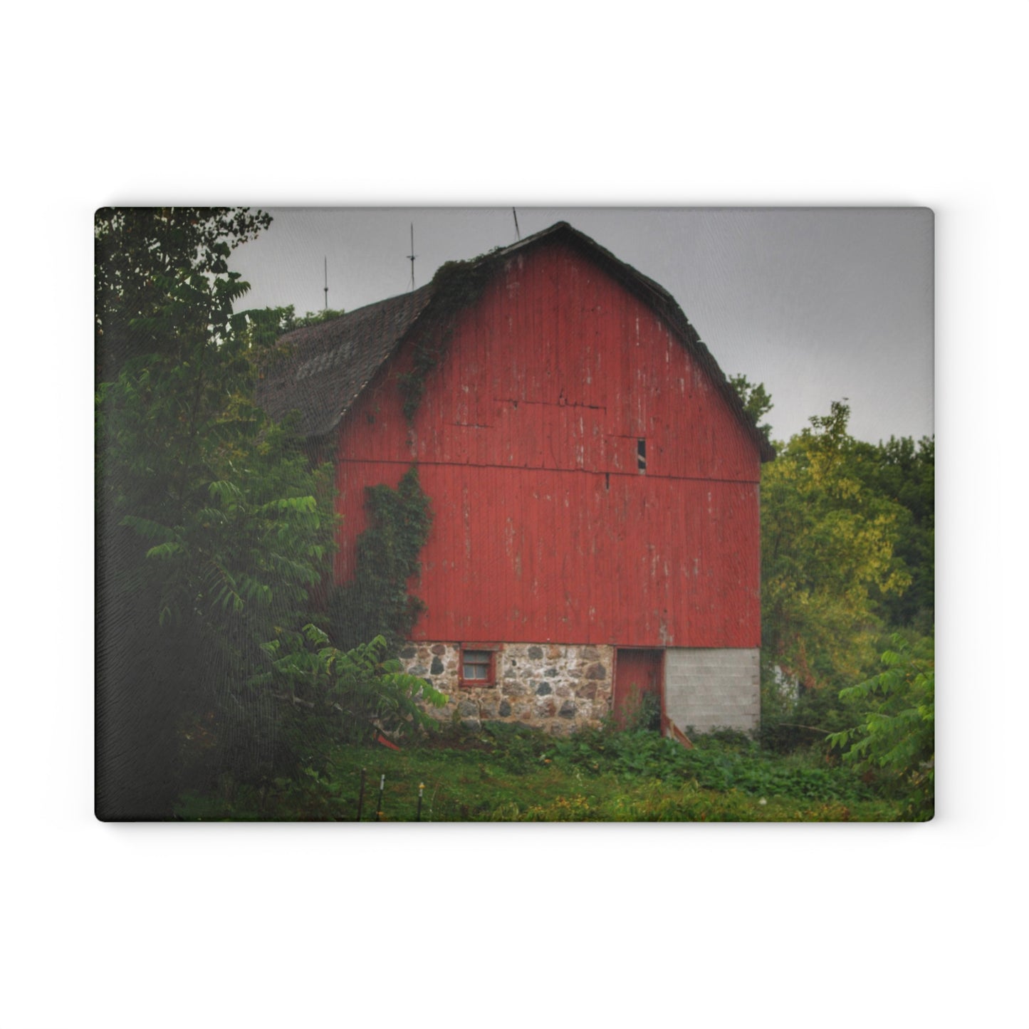 U R There Photography Brown Road Hidden Red I Rustic Farmhouse Tempered-Glass Cutting Board