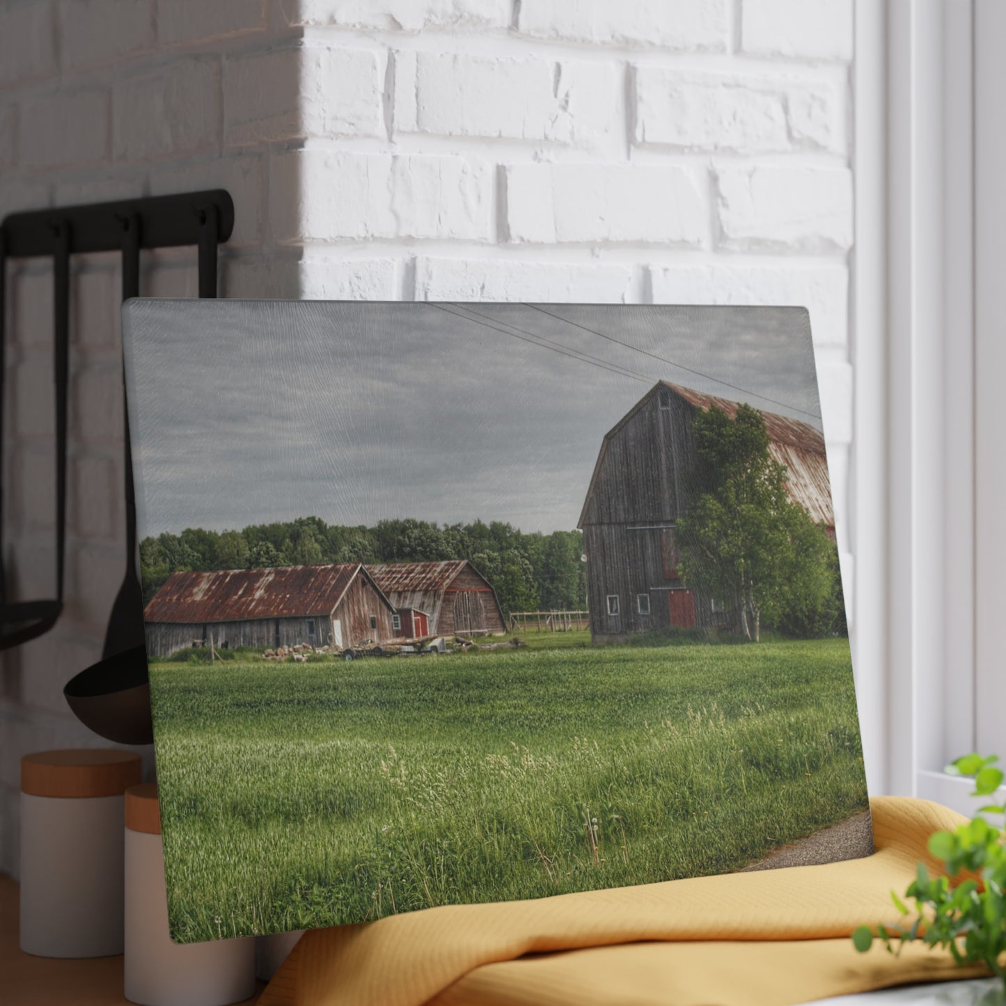 U R There Photography Barkley Road Trio Rustic Farmhouse Tempered-Glass Cutting Board