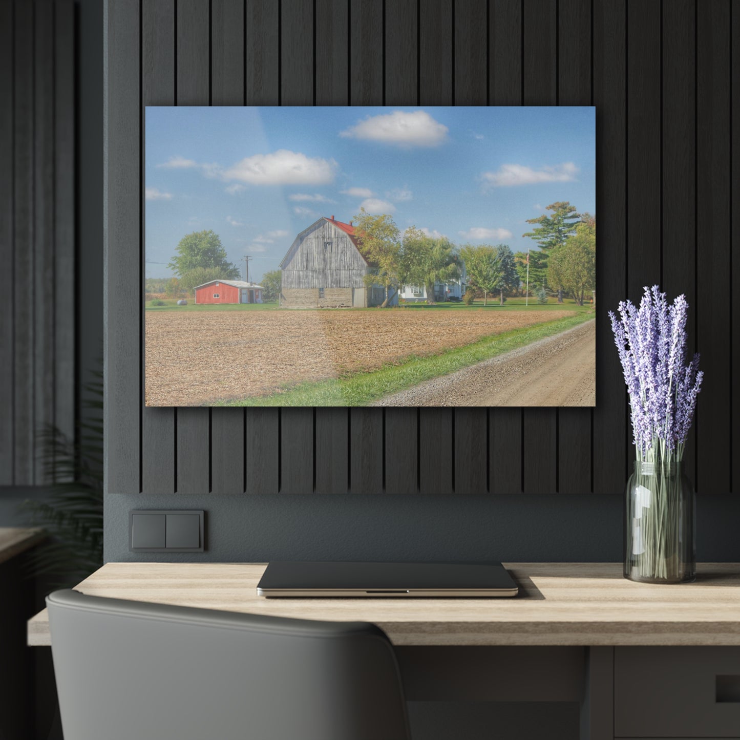 U R There Photography Sheridan Line Road Grey I Rustic Farmhouse Acrylic Wall Print