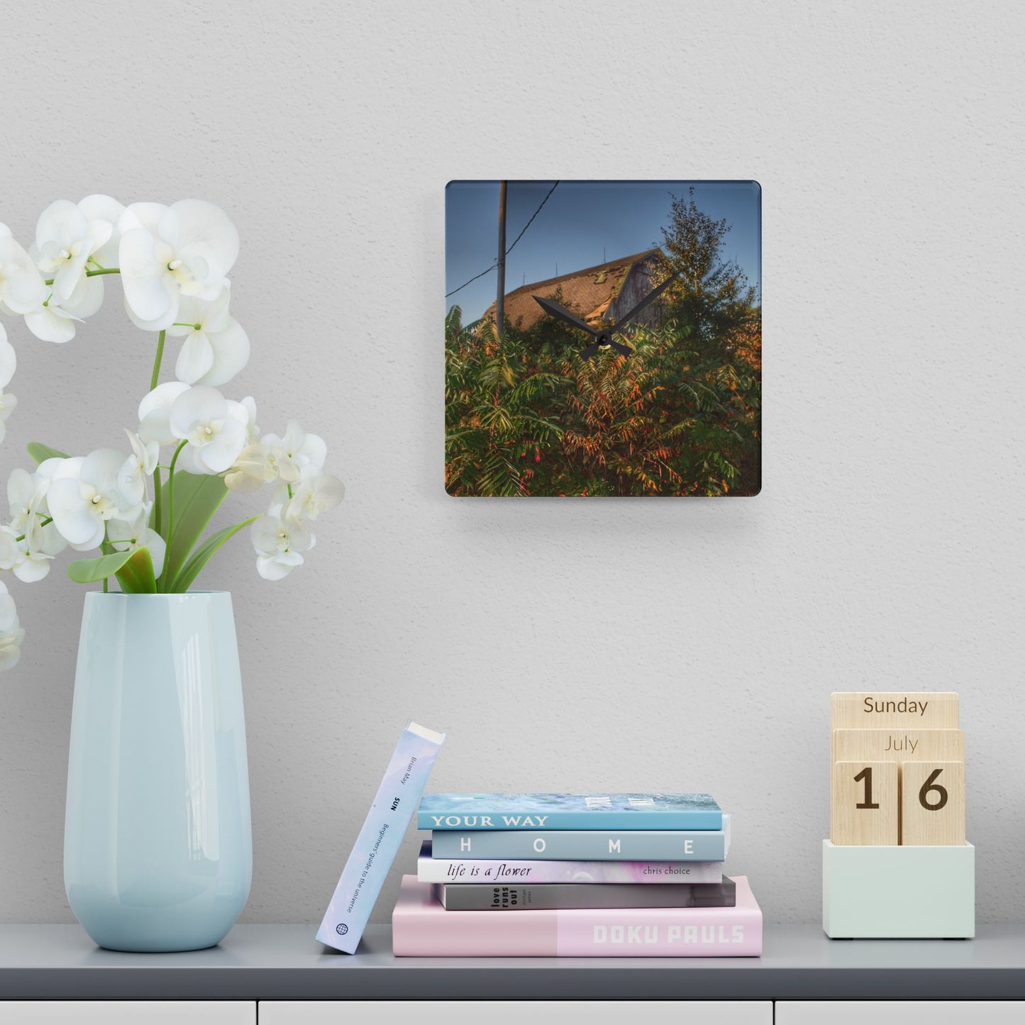 U R There Photography Hidden on Bearanger Road Rustic Farmhouse Acrylic Analog Wall Clock