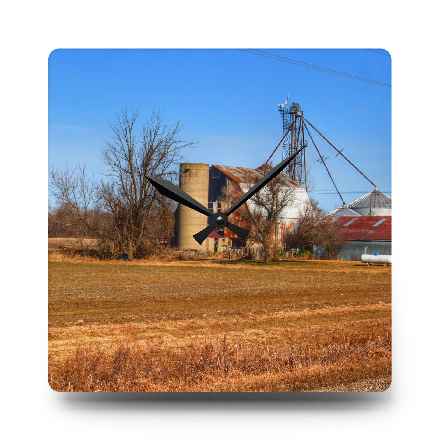 U R There Photography North Cemetery Roads Forgotten Grey Rustic Farmhouse Acrylic Analog Wall Clock