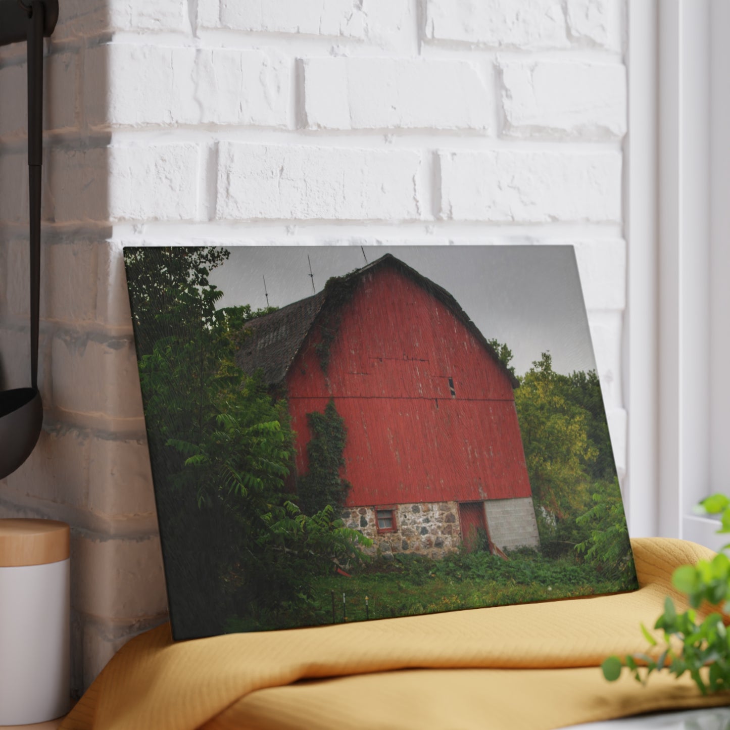 U R There Photography Brown Road Hidden Red I Rustic Farmhouse Tempered-Glass Cutting Board