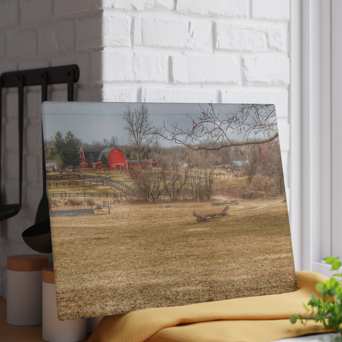 U R There Photography Beyond the Trees on Rock Valley Road Rustic Farmhouse Tempered-Glass Cutting Board