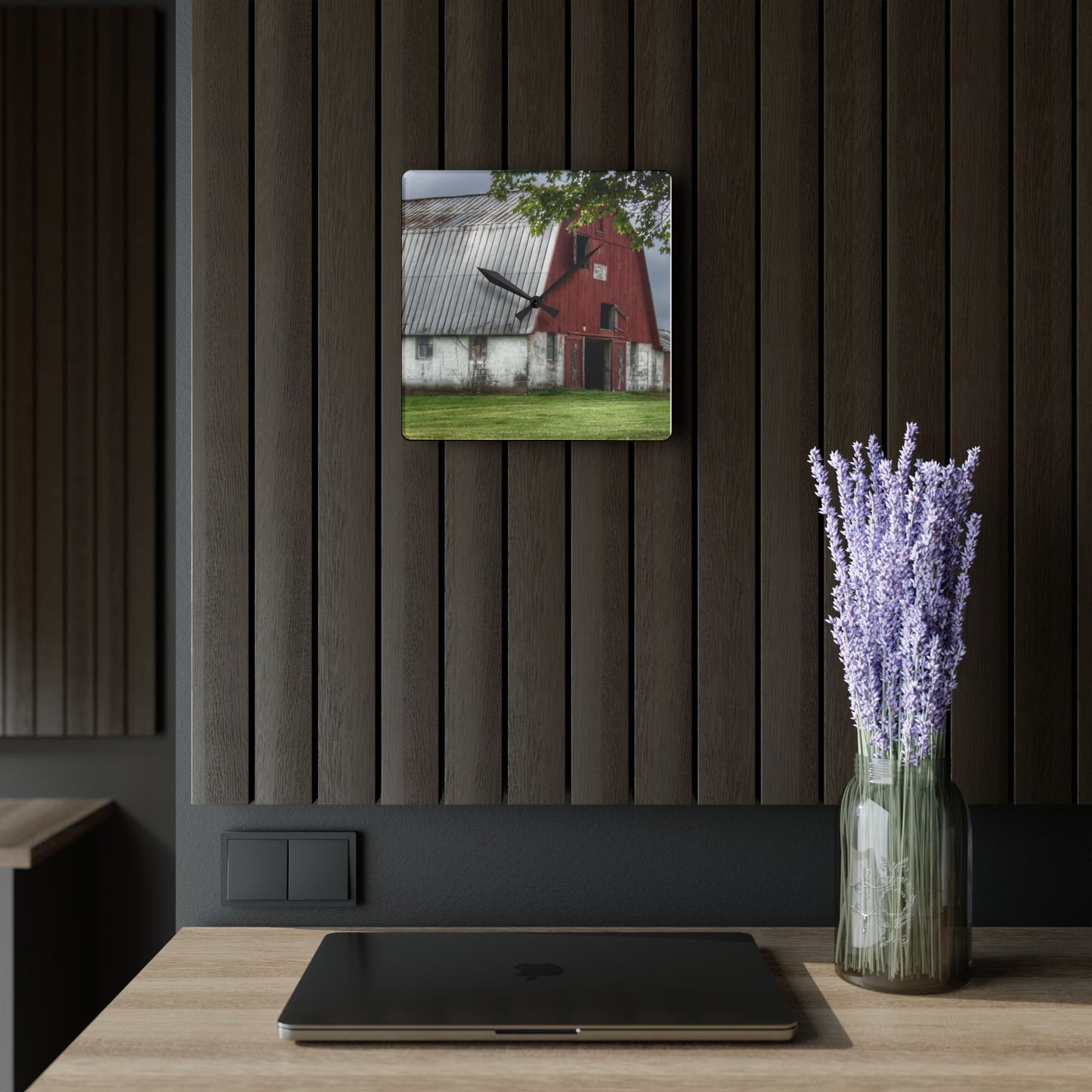 U R There Photography Peters Red Appaloosa III Rustic Farmhouse Acrylic Analog Wall Clock