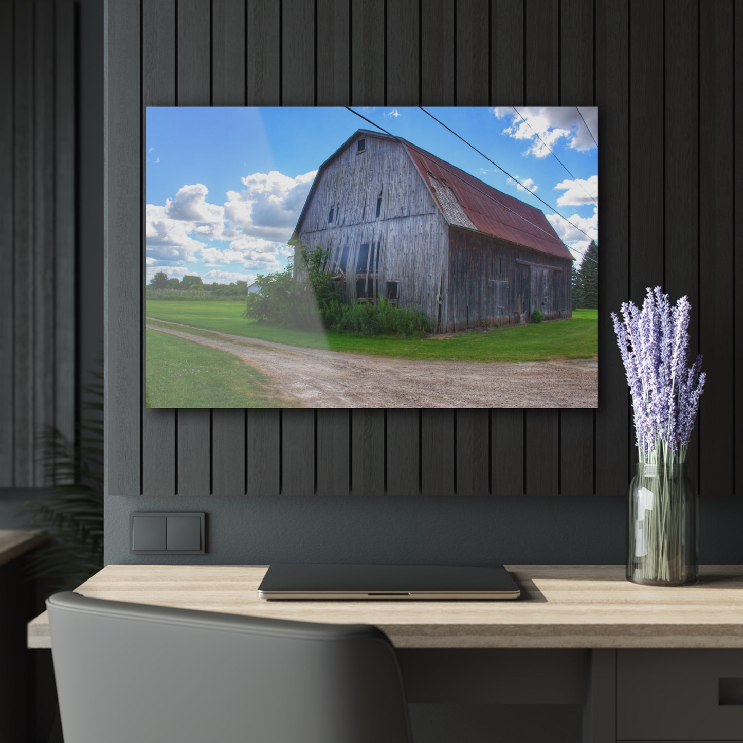 U R There Photography Schoenherr Road Grey I Rustic Farmhouse Acrylic Wall Print
