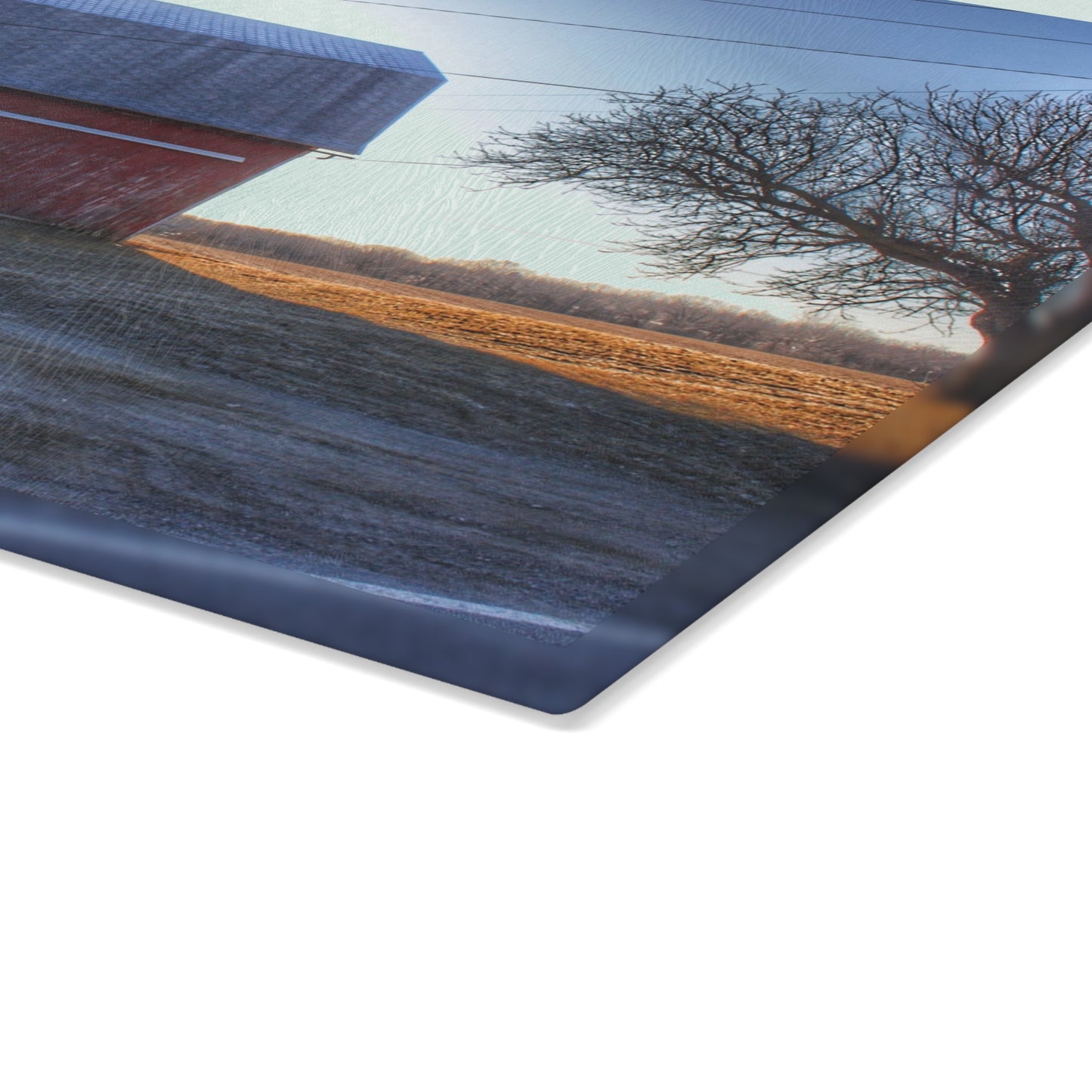 U R There Photography Rochester Red on a Spring Morning Rustic Farmhouse Tempered-Glass Cutting Board