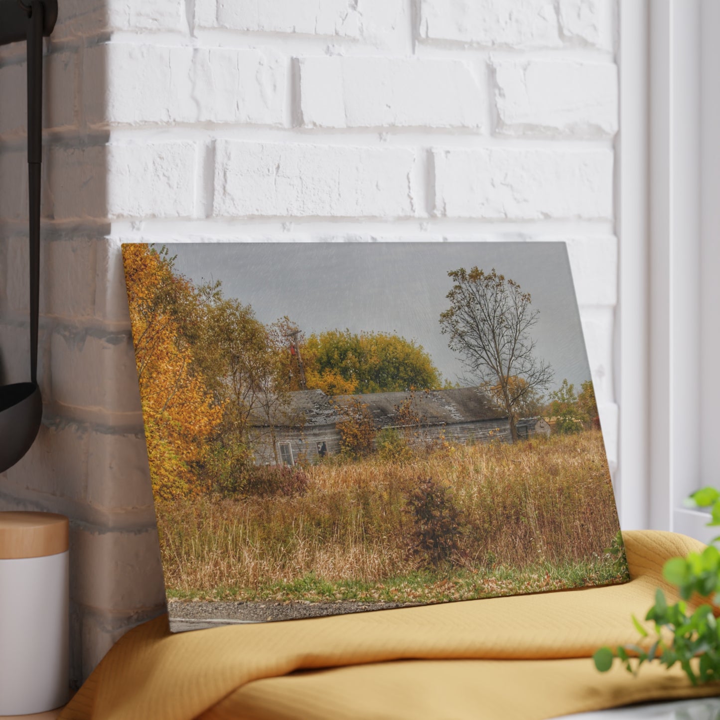 U R There Photography Hill Road Roadside Greys Rustic Farmhouse Tempered-Glass Cutting Board