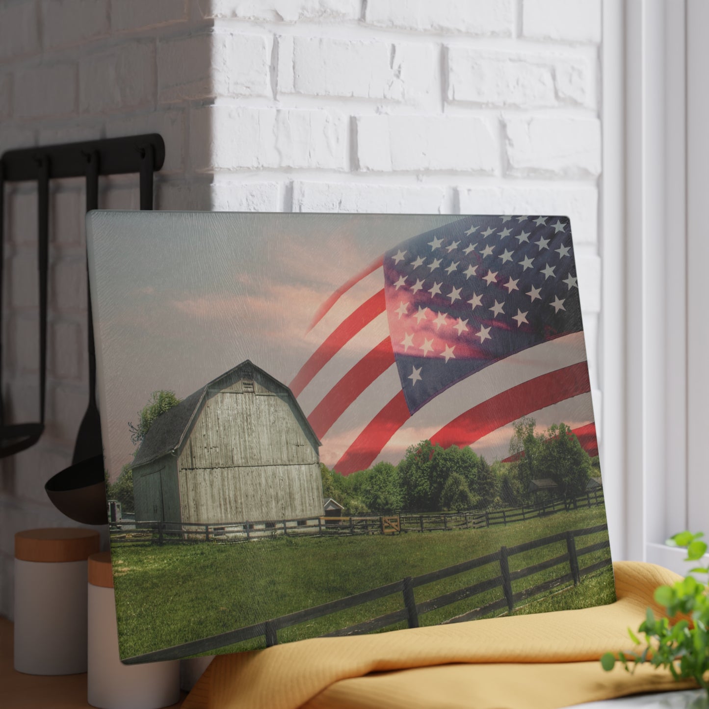 U R There Photography An American Farm II Rustic Farmhouse Tempered-Glass Cutting Board