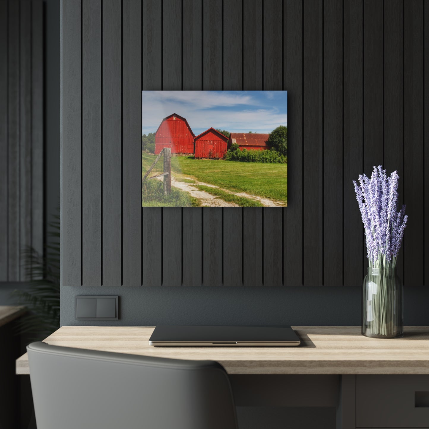 U R There Photography South Oak Road Reds I Rustic Farmhouse Acrylic Wall Print