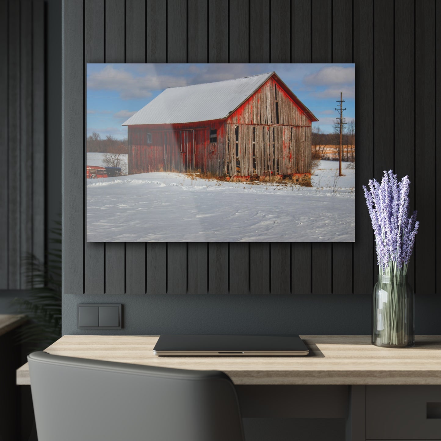 U R There Photography Barnes Road Little Red I Rustic Farmhouse Acrylic Wall Print