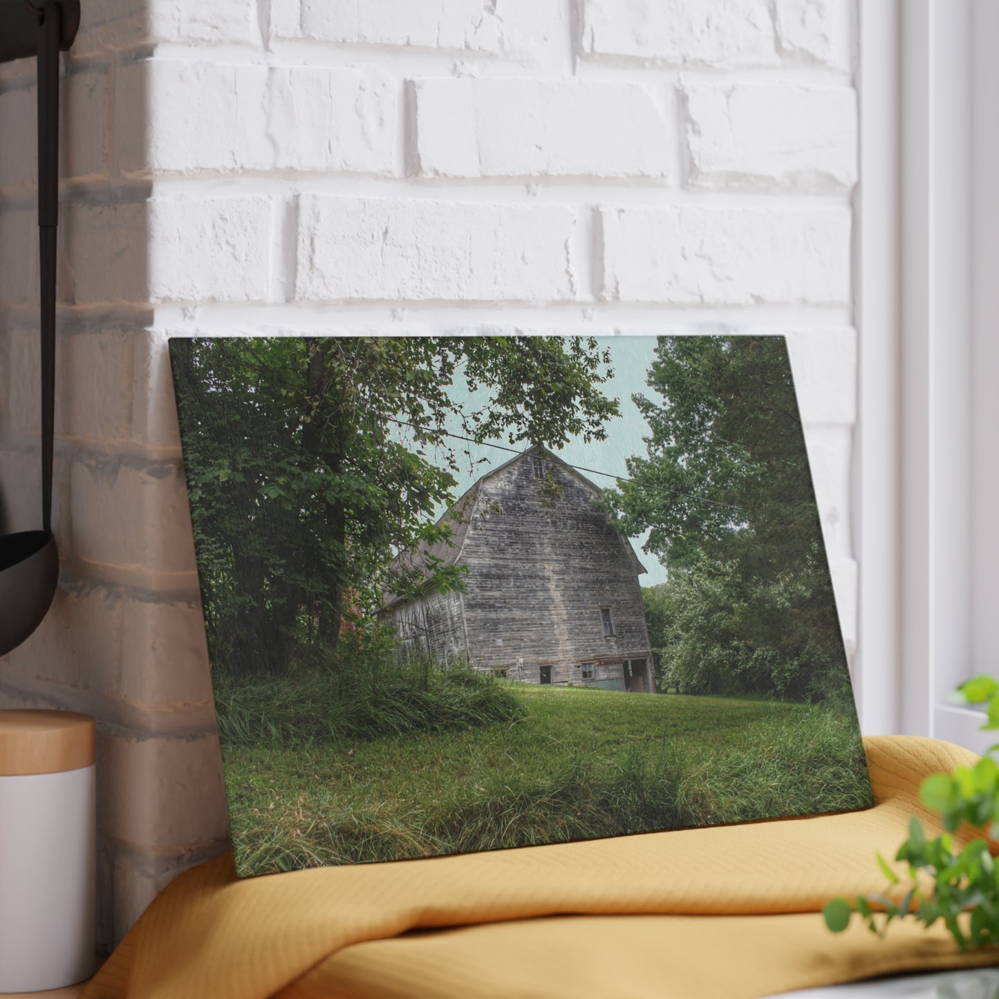 U R There Photography Snell Grey Rustic Farmhouse Tempered-Glass Cutting Board