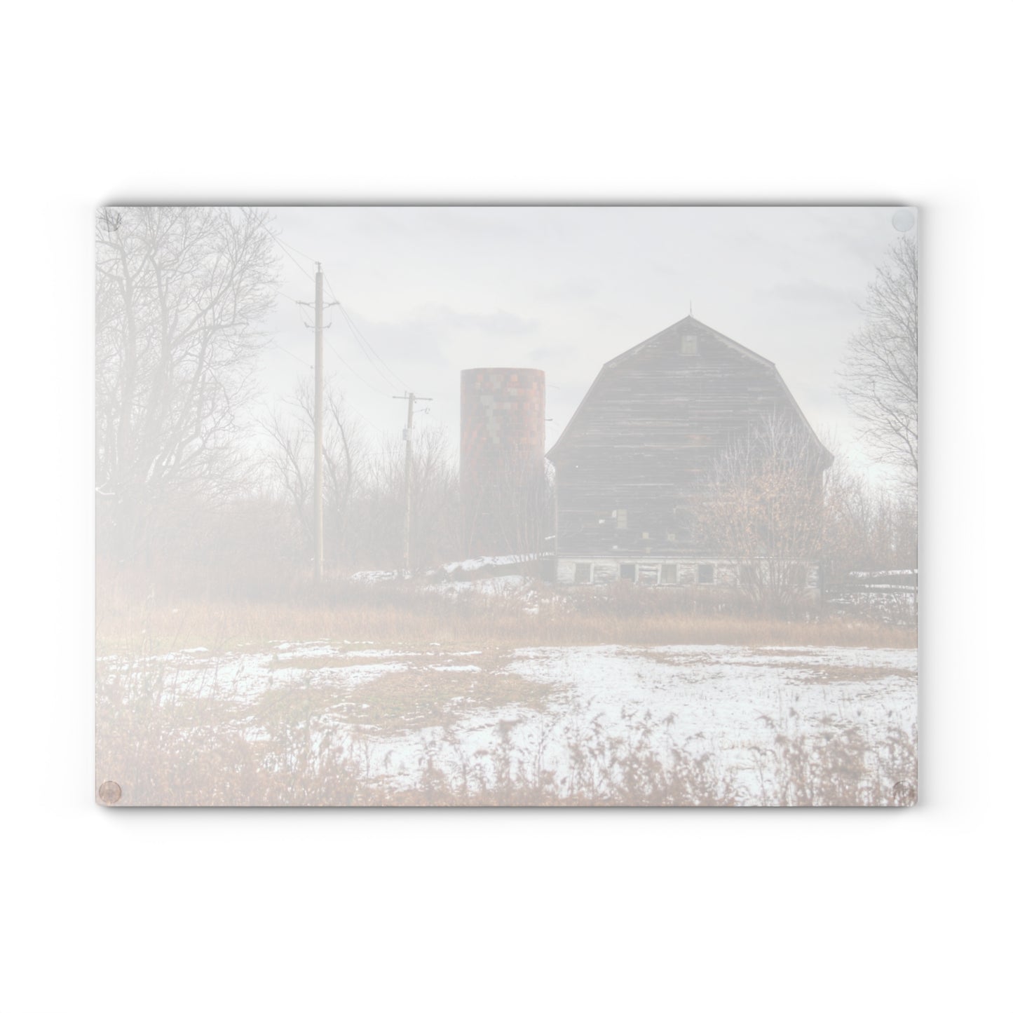 U R There Photography Secord Lake Road Grey Rustic Farmhouse Tempered-Glass Cutting Board