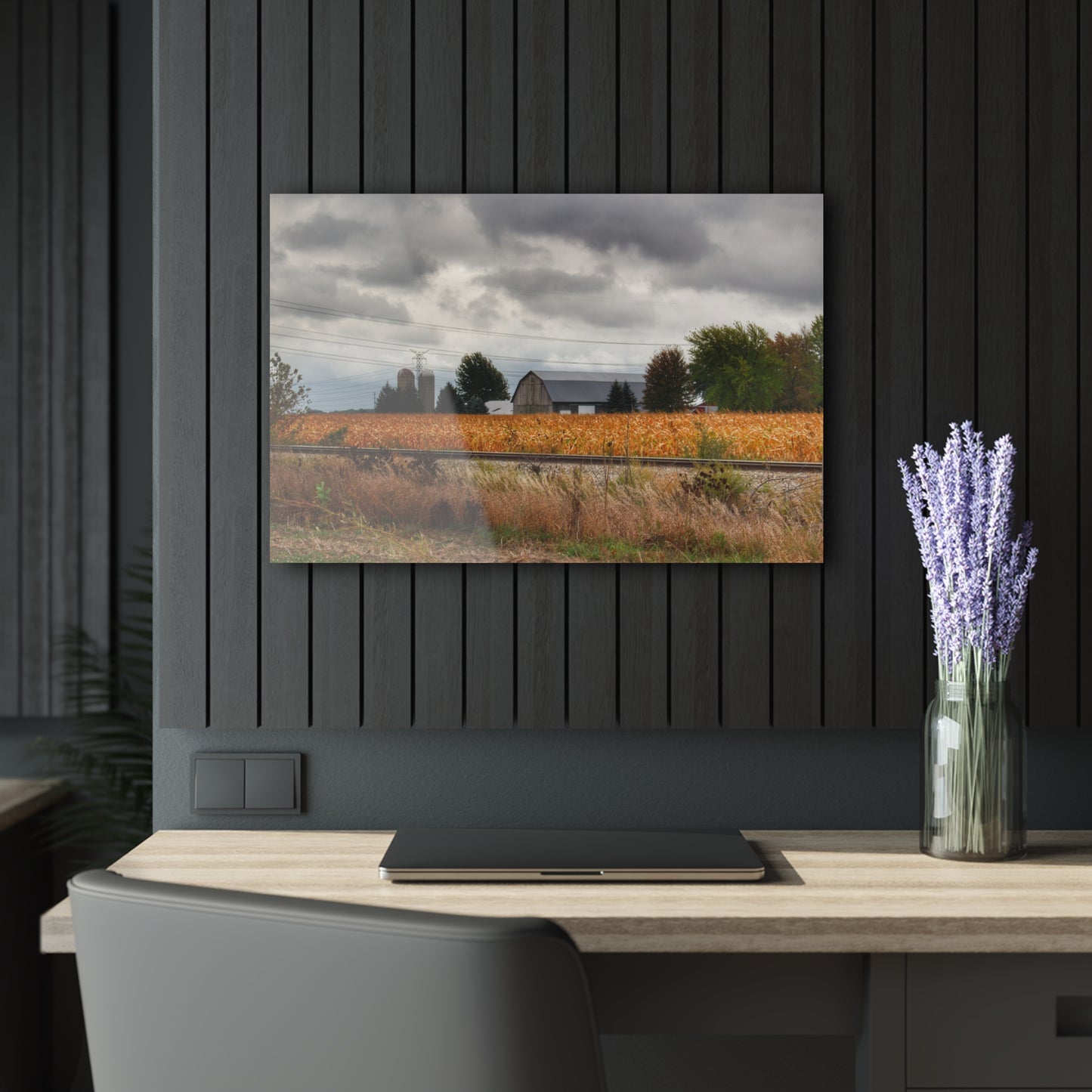 U R There Photography Reese Old Grey Beyond the Tracks Rustic Farmhouse Acrylic Wall Print