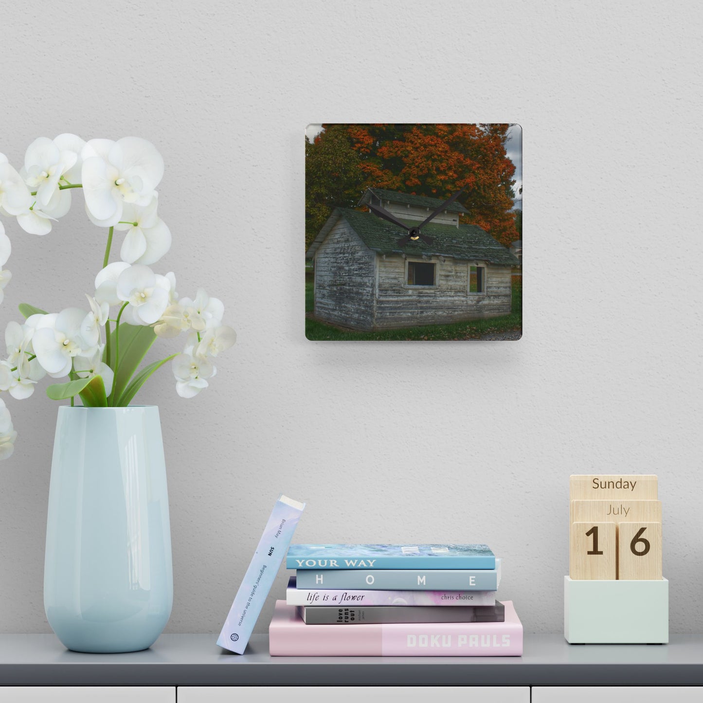 U R There Photography Rural Shack of Metamora Rustic Farmhouse Acrylic Analog Wall Clock