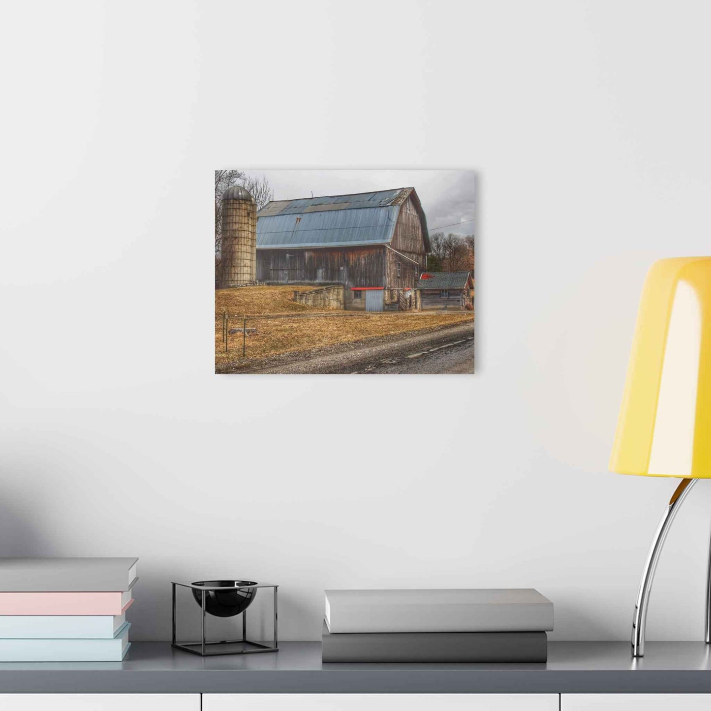 U R There Photography Seymour Lakes Roadside Grey Rustic Farmhouse Acrylic Wall Print