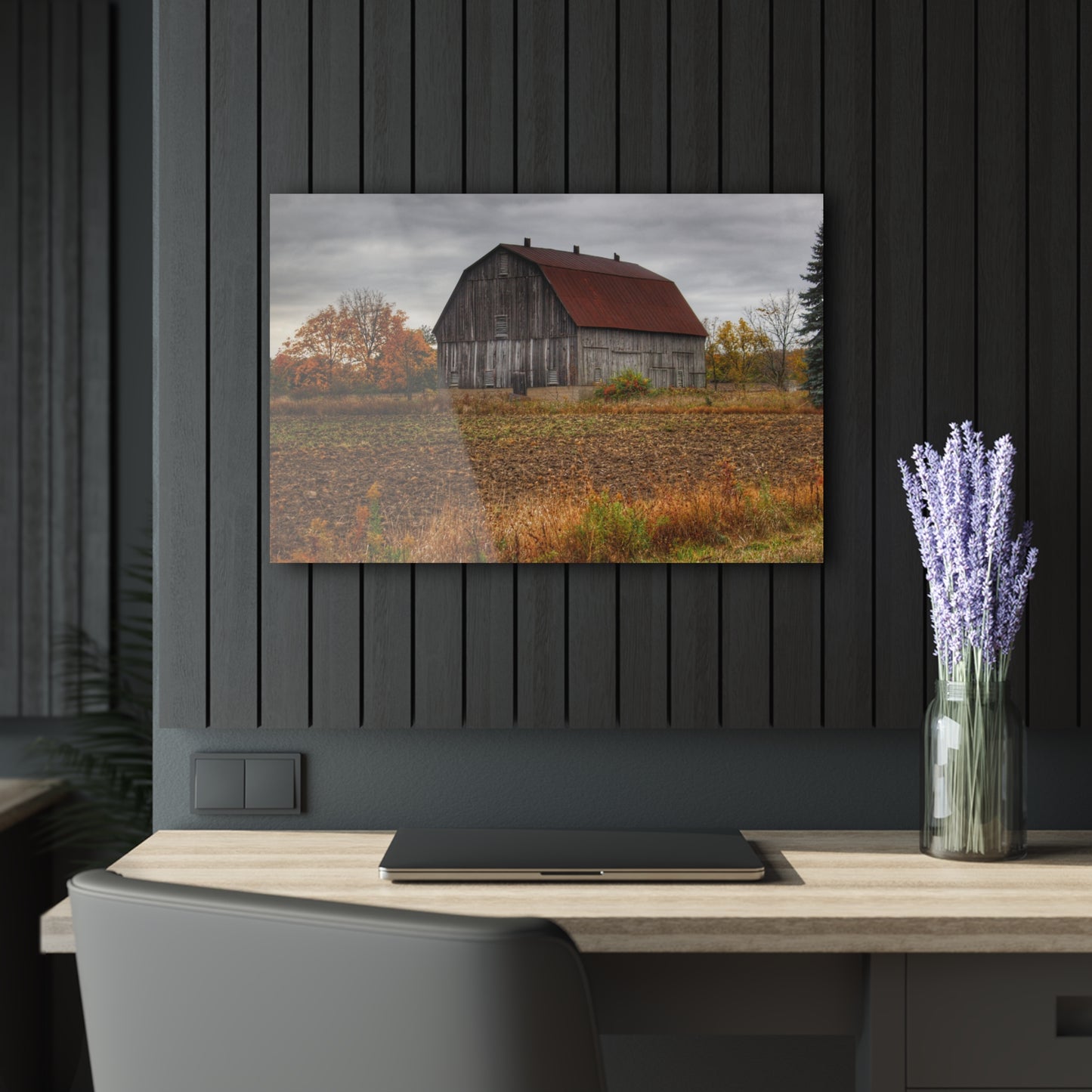 U R There Photography Sheridan Line Road Rusted Grey I Rustic Farmhouse Acrylic Wall Print
