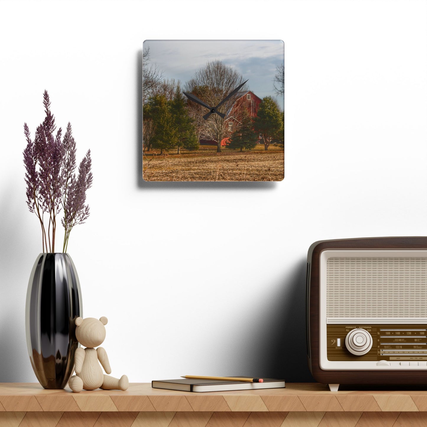 U R There Photography Irish Road Hidden Red Rustic Farmhouse Acrylic Analog Wall Clock