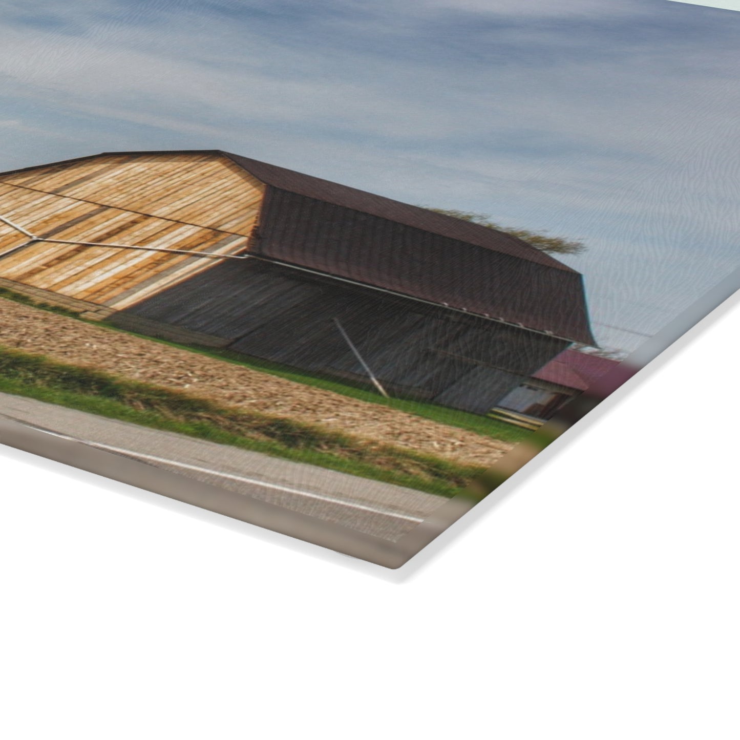 U R There Photography Unionville Center Street Greys Rustic Farmhouse Tempered-Glass Cutting Board
