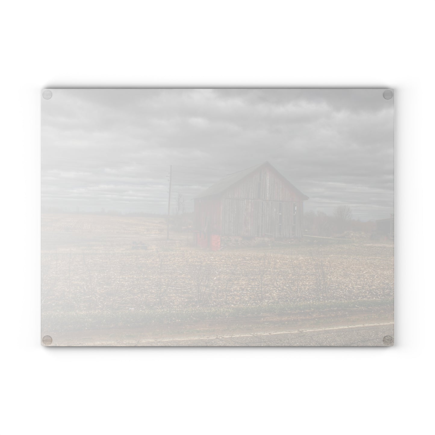 U R There Photography Barnes Road Little Red III Rustic Farmhouse Tempered-Glass Cutting Board