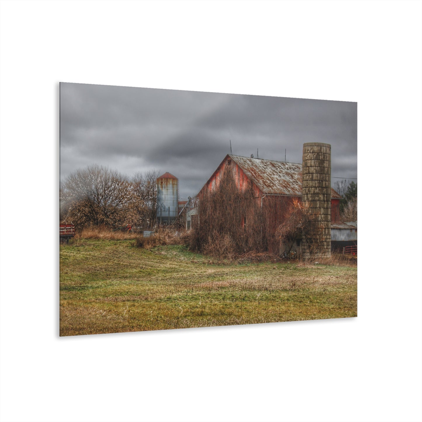U R There Photography Slattery Road Old Red and Silo II Rustic Farmhouse Acrylic Wall Print