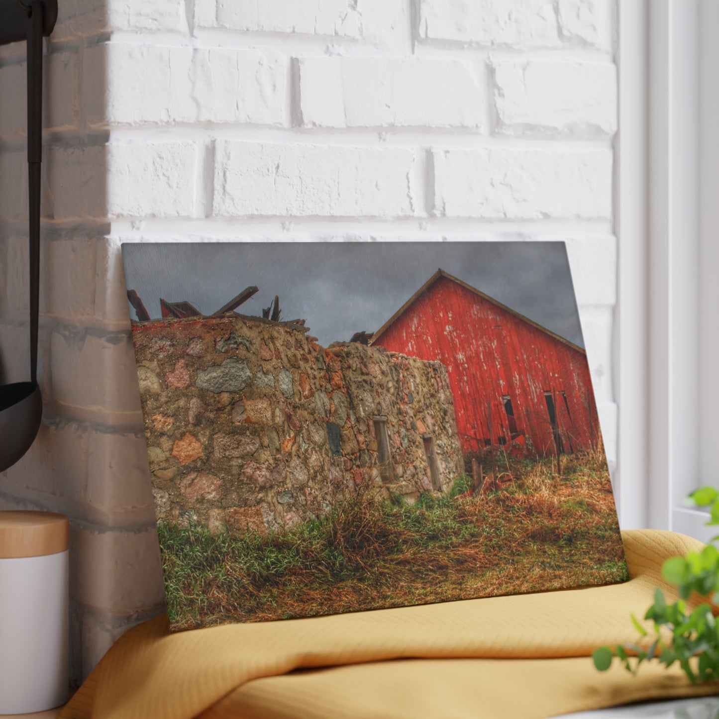 U R There Photography Stanley Road Ruins Rustic Farmhouse Tempered-Glass Cutting Board