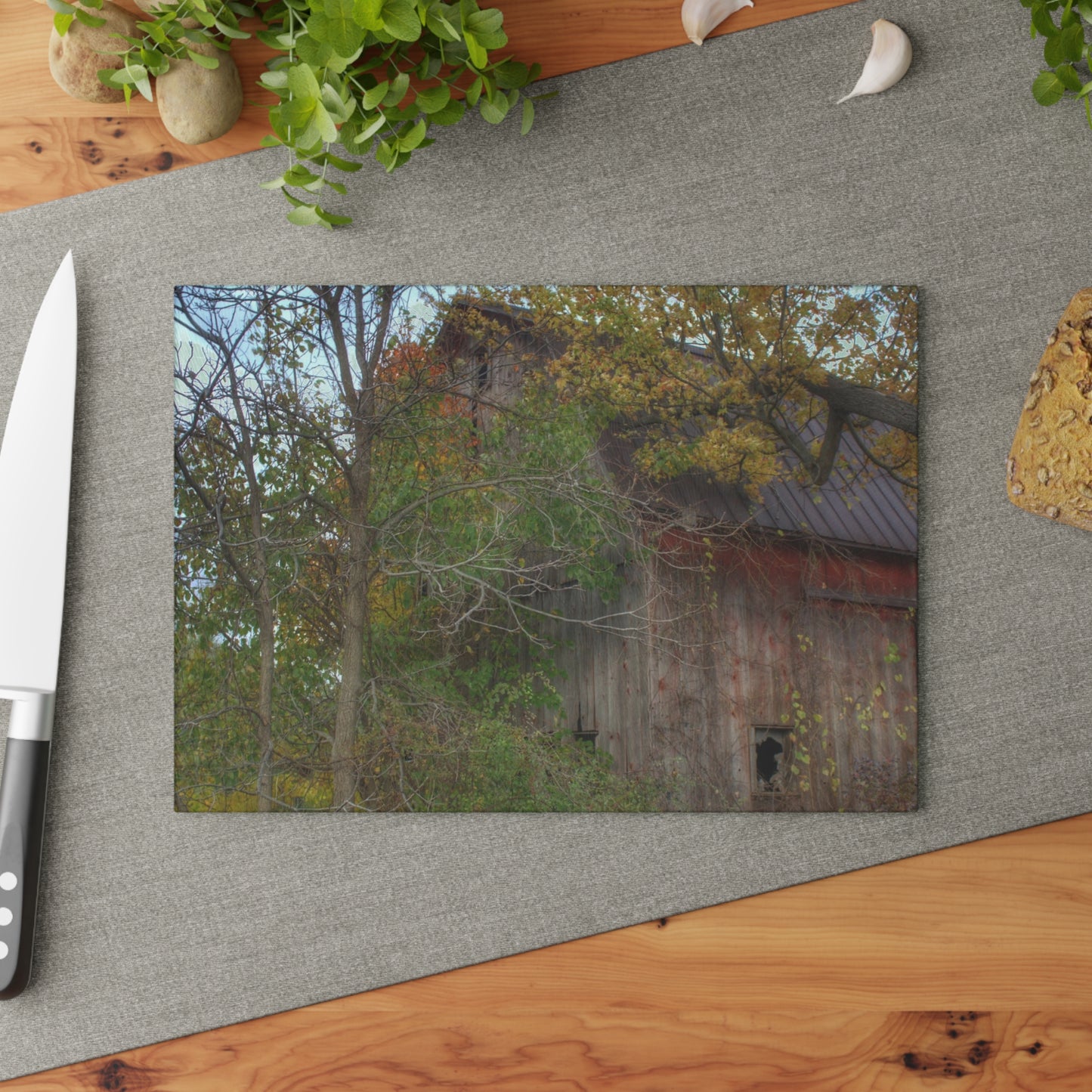 U R There Photography Annie's Barn I Rustic Farmhouse Tempered-Glass Cutting Board