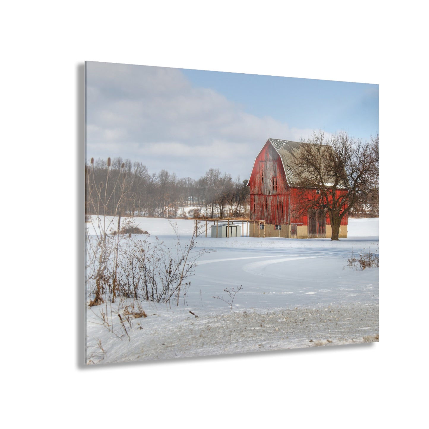 U R There Photography Oregon Road Hillside Red Rustic Farmhouse Acrylic Wall Print